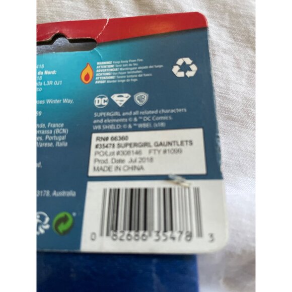 DC Supergirl Adult Gauntlets Blue Metallic Costume Accessories With Superman Log - Picture 4 of 8